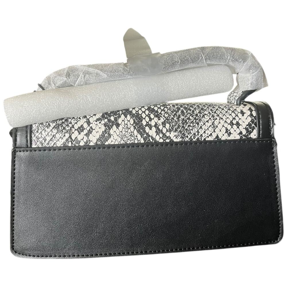 Nicole Miller NY crossbody shoulder bag black white snake print flap close NWT - Picture 6 of 8